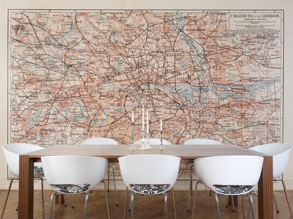 Vintage Map of London Wall Mural-Maps-Eazywallz