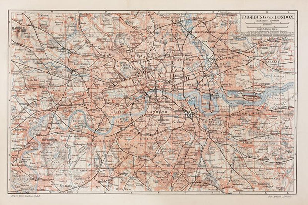 Vintage Map of London Wall Mural-Maps-Eazywallz