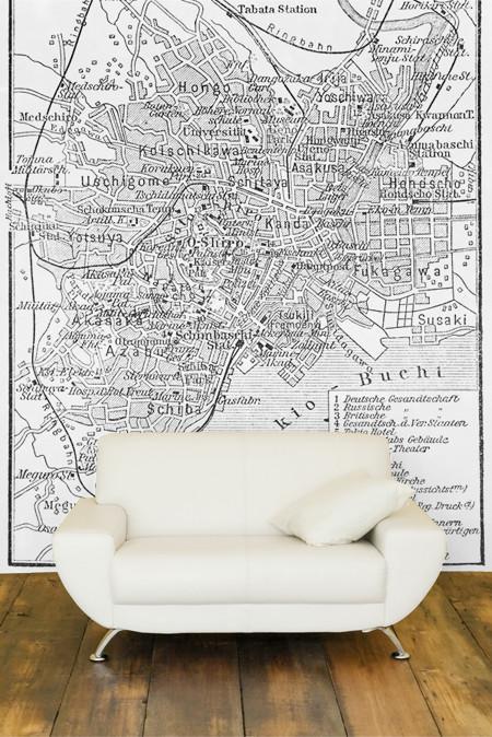 Vintage Map of Tokyo Wall Mural-Black & White,Maps-Eazywallz
