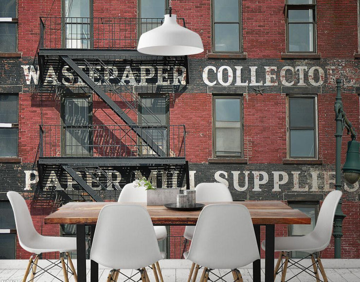 Vintage Red Brick Building Wall Mural-Vintage-Eazywallz