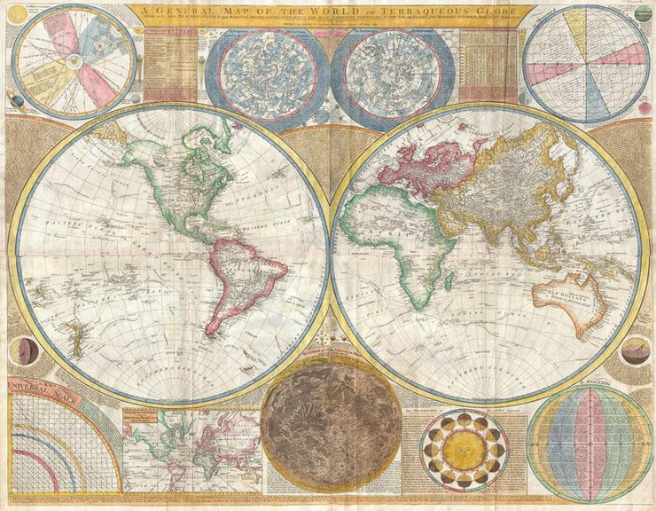 Vintage World Map Mural Wallpaper-Cityscapes-Eazywallz