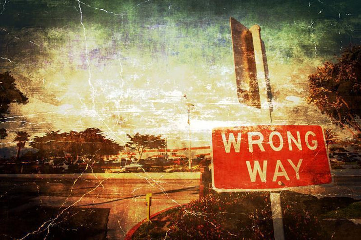 Vintage wrong way sign Wall Mural-Urban,Vintage-Eazywallz