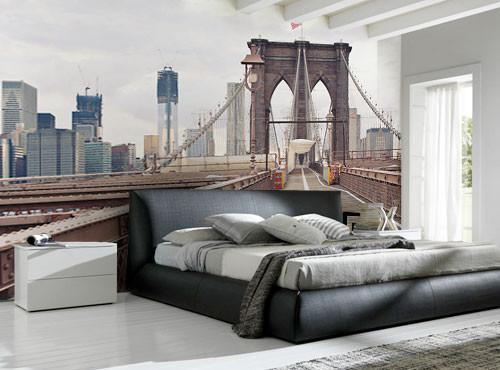 Walking on The Brooklyn Bridge Wall Mural-Buildings & Landmarks,Cityscapes,Urban,Featured Category-Eazywallz