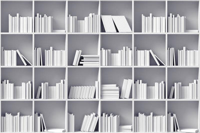 White Bookshelf Mural-Abstract-Eazywallz